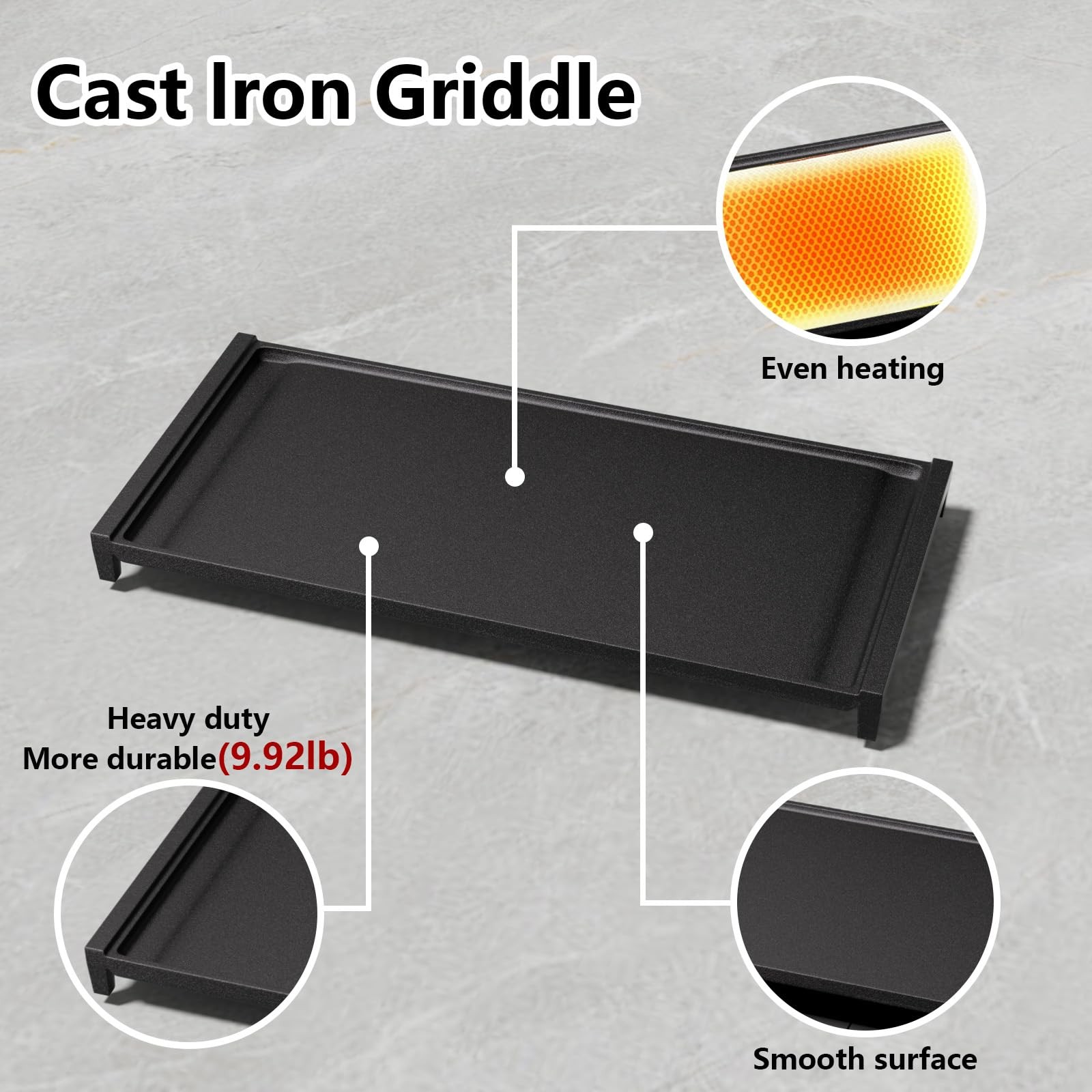 WB31X24738 Heavy-duty Cast Iron Griddle Replacement for GE Stove WB31X24998 C…