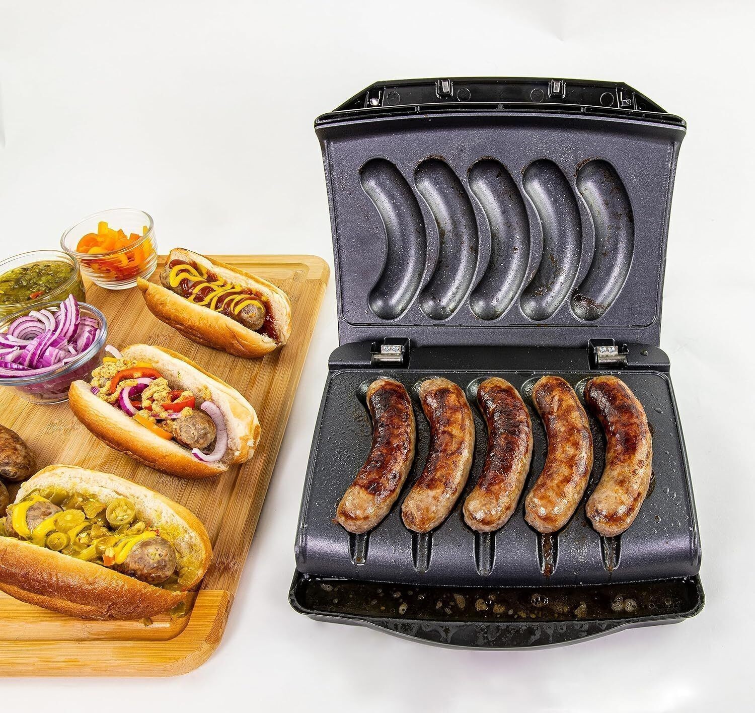 Electric Sausage & Brat Grill Hot Dog Roller Grill Cooker Warmer w/Oil Drip Tray