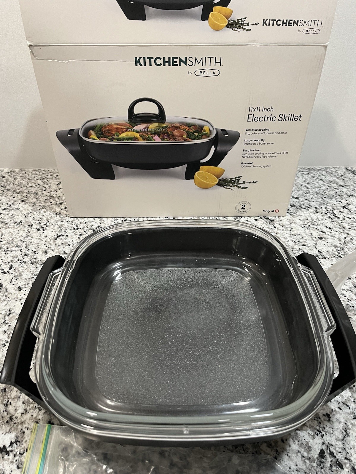 KitchenSmith by Bella TXG-619 11”x11” Electric Skillet 12117 Missing Lid