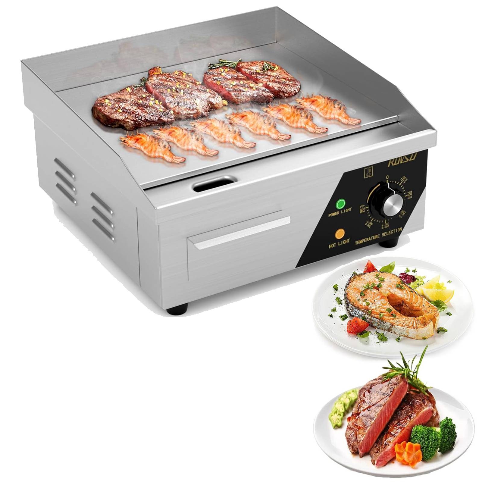Commercial Electric Griddle,1500W Countertop Flat Top Grill, 14in Griddle Grill