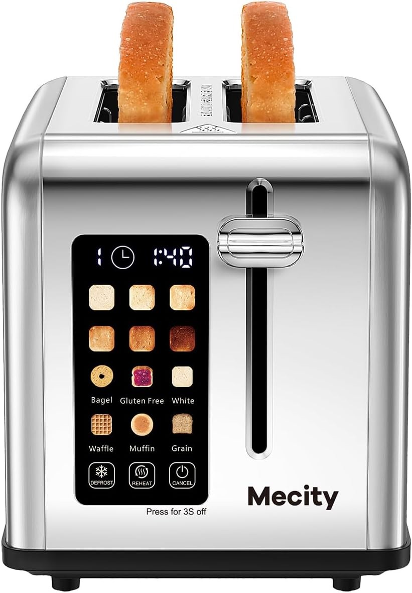 Mecity 2 Slice Toaster Touch Screen 1.5″ Wide Slot, Stainless Steel