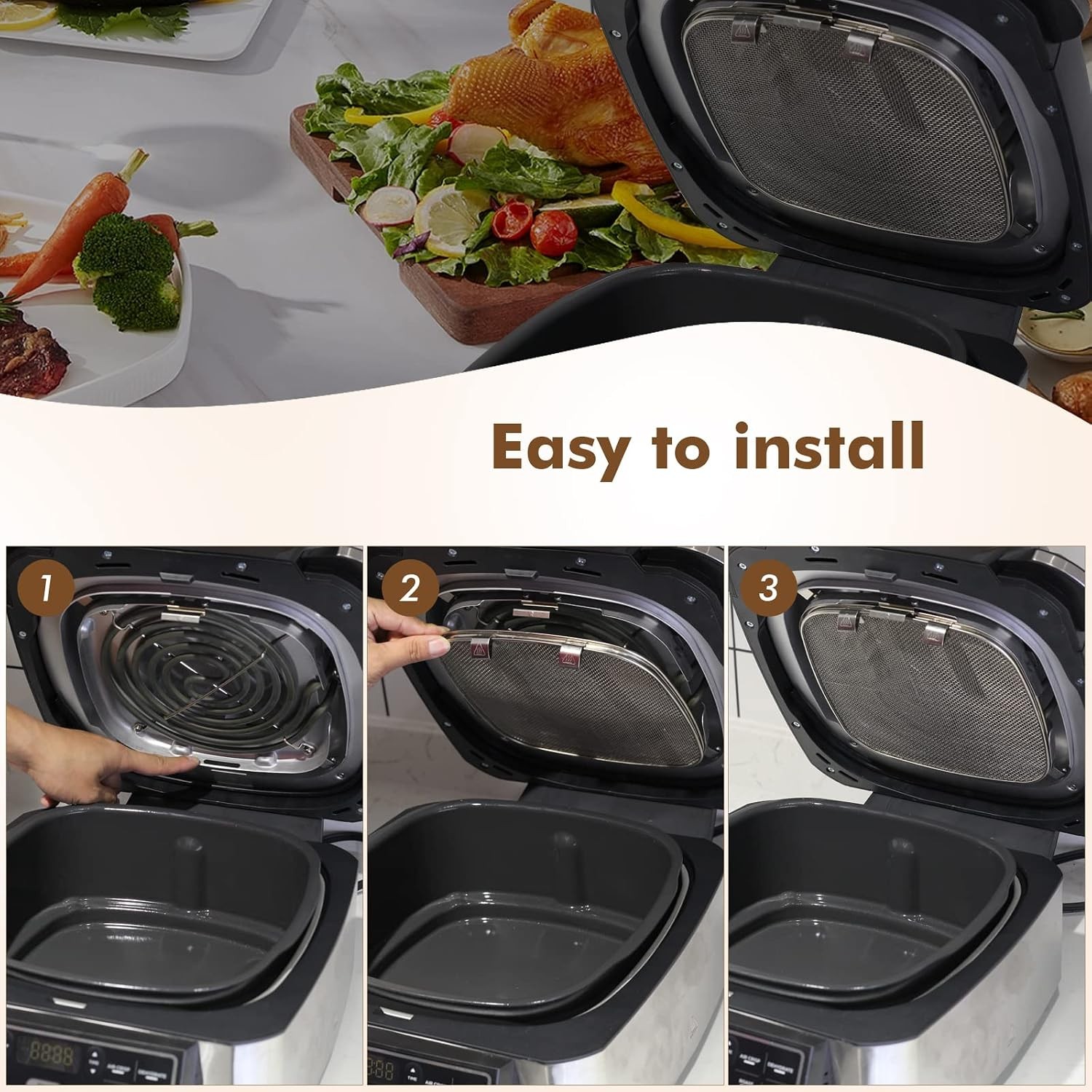 Stainless Steel Splatter Shield for Ninja Foodi AG301 Air Fryer Accessories for