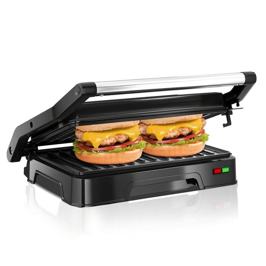 Electric Panini Press Sandwich Maker 2 Slice 180 Degree Flat Grill Non Stick 850