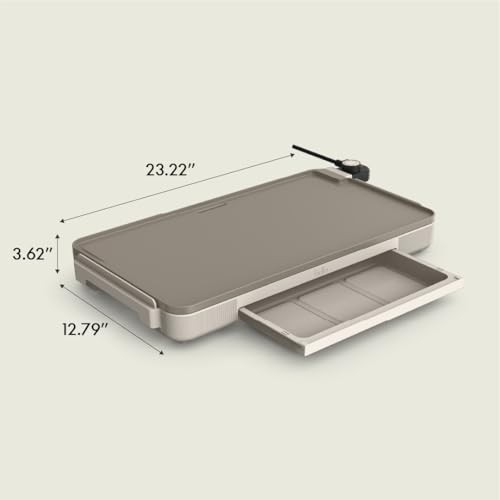 12″ x 22″ Electric Griddle with Warming Tray, Nonstick Coating, Removable Probe,