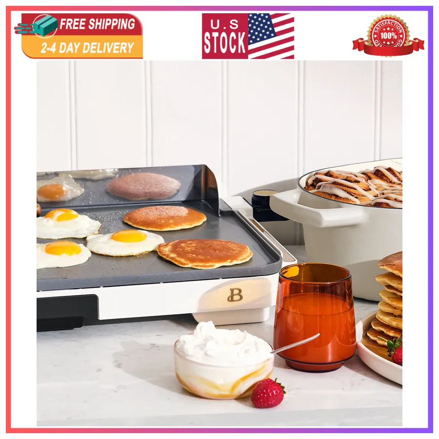 Beautiful Drew Barrymore XL Electric Griddle 12 x 22 Nonstick White Icing