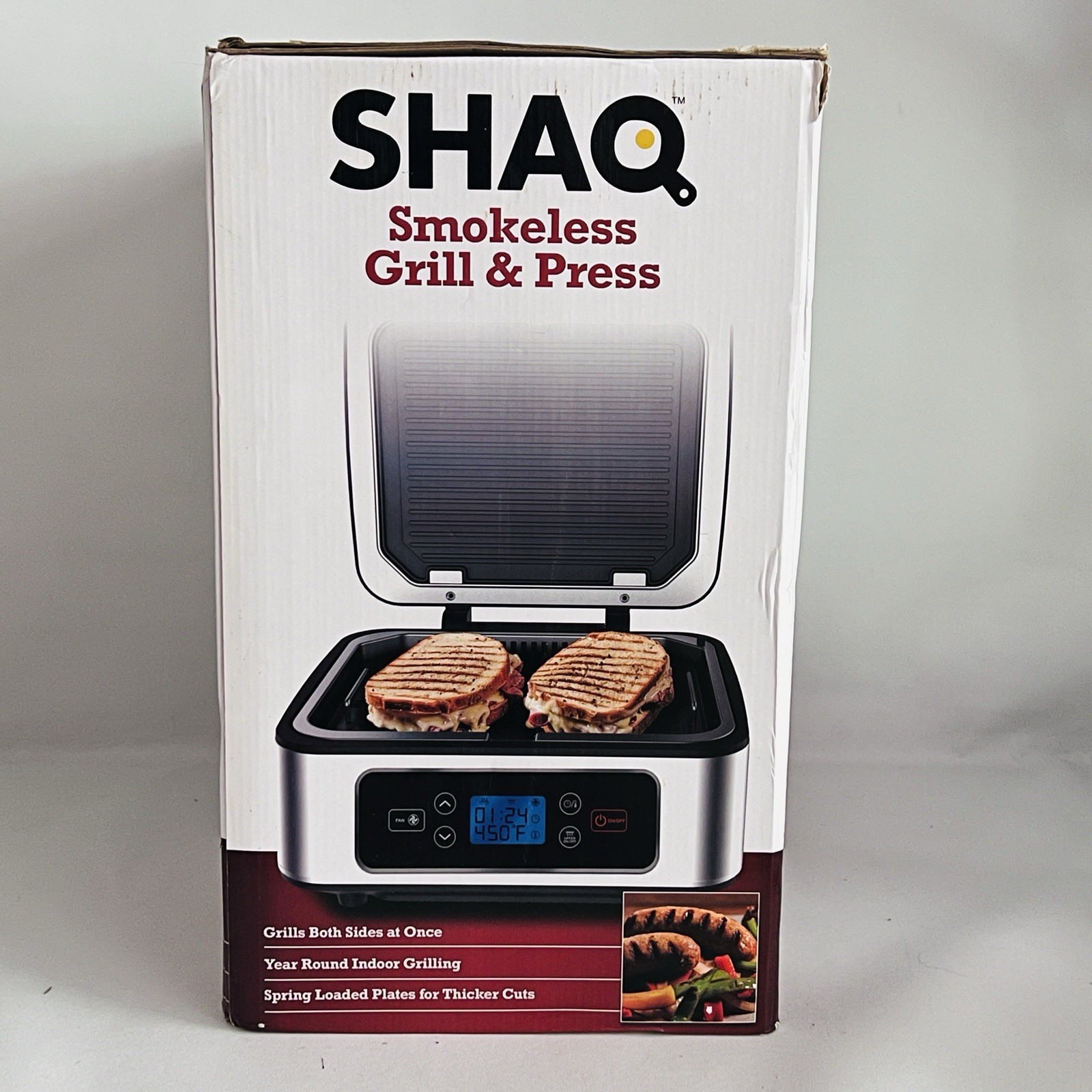 SHAQ 3-in-1 Smokeless Grill and Press New Open Box