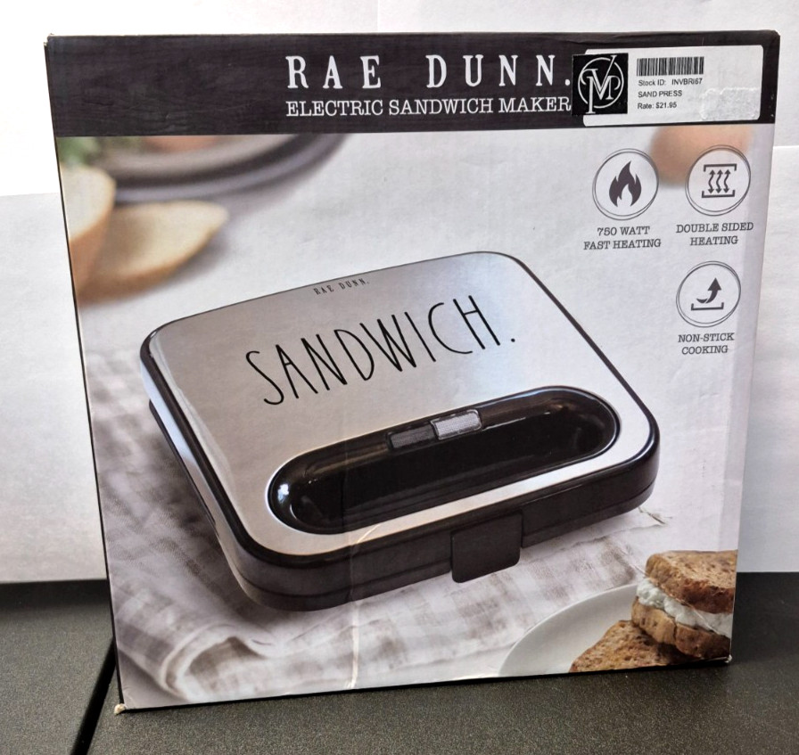 RAE DUNN Electric Sandwich Maker – Sandwiches, French Toast, Omelets & More! NEW