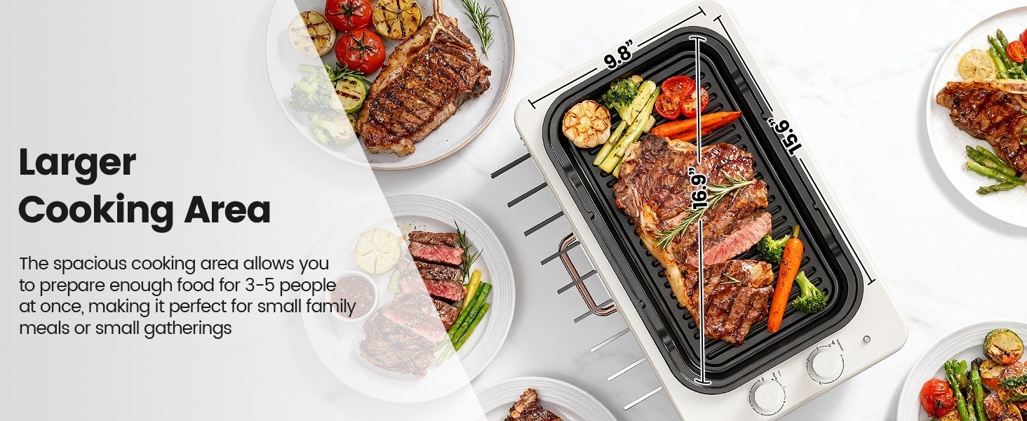 4-in-1 Electric Indoor Grill Smokeless for Home,Countertop Electric Grill with