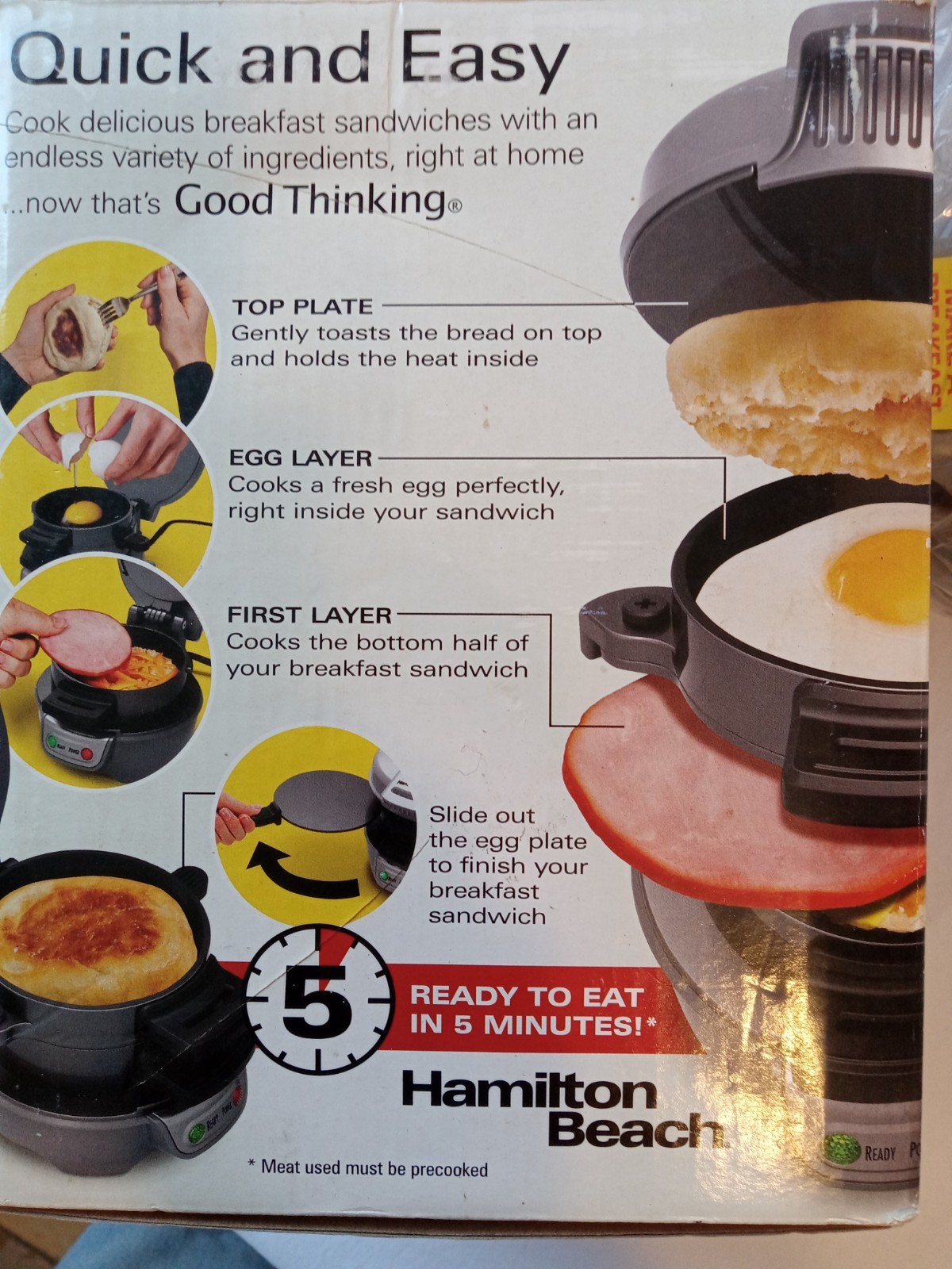 Hamilton Beach Breakfast Sandwich Maker 25475 New Open Box
