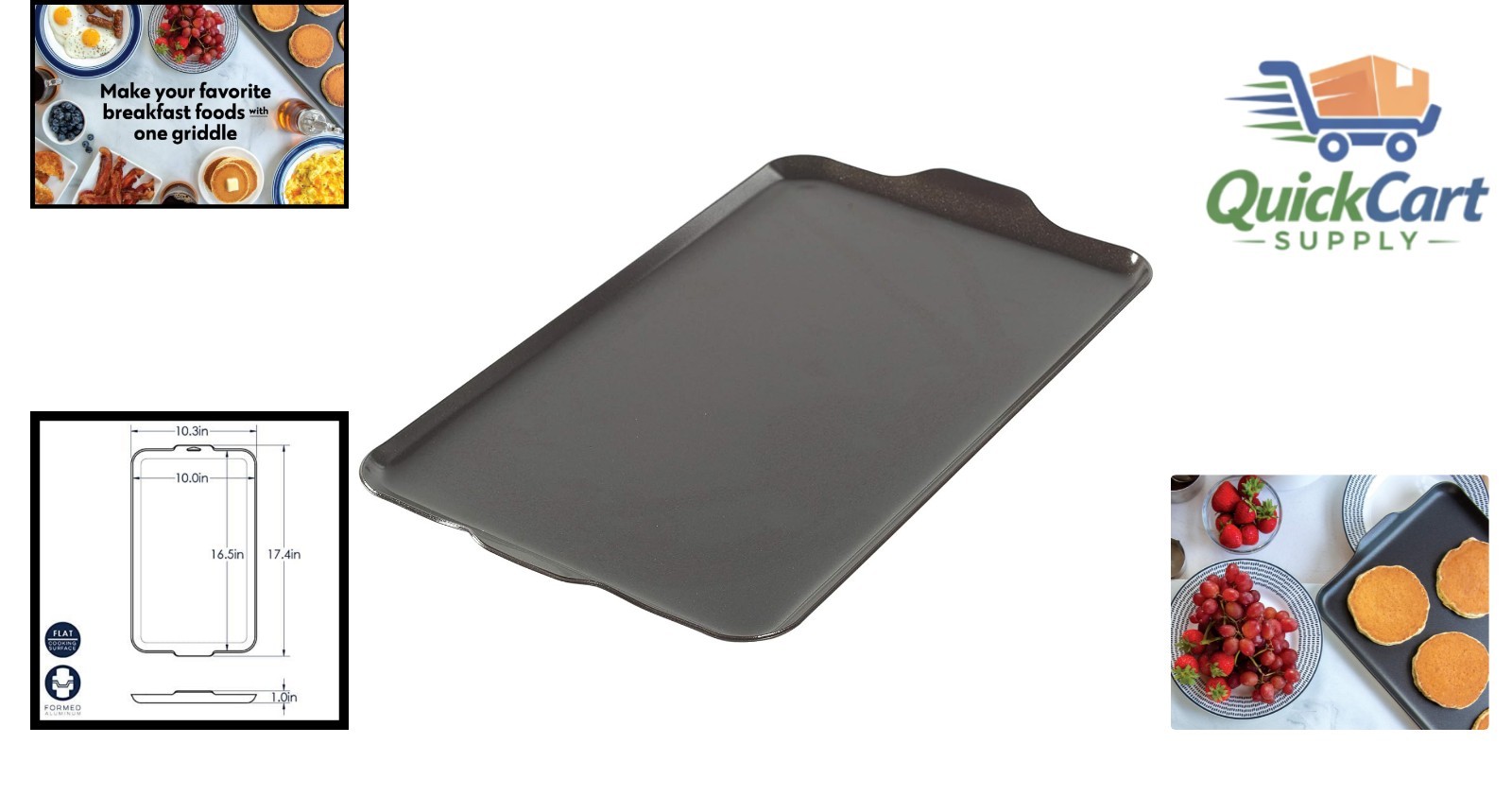 Versatile Two Burner Griddle, 10.3 x 17.4 inches – Lightweight & Easy to Clean