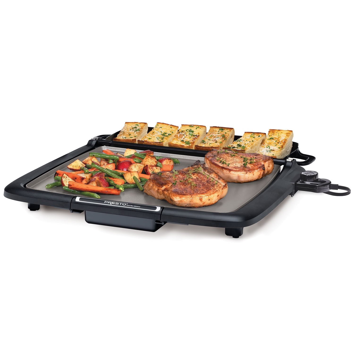 Presto Ceramic Nonstick Electric Griddle Warmer Plus Multifunction Tray Box