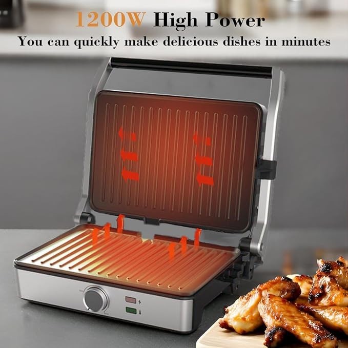 NEW Panini Press, Electric Sandwich Press, Open 180 Degrees, Electric Grill