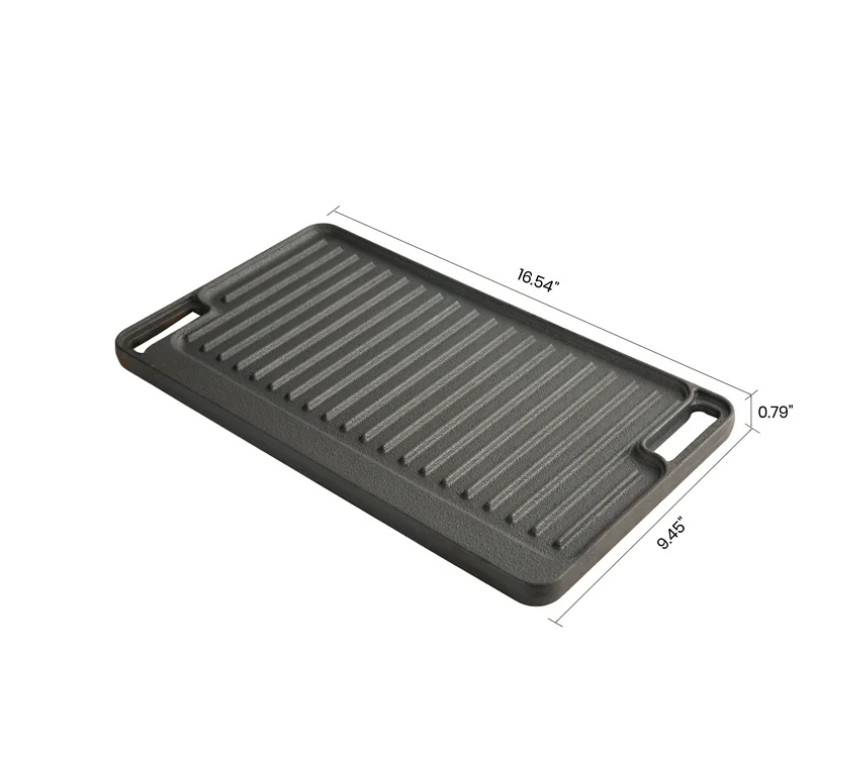 Ozark Trail Deluxe Cast Iron Reversible Grill Griddle Plate, Black,Hand Wash