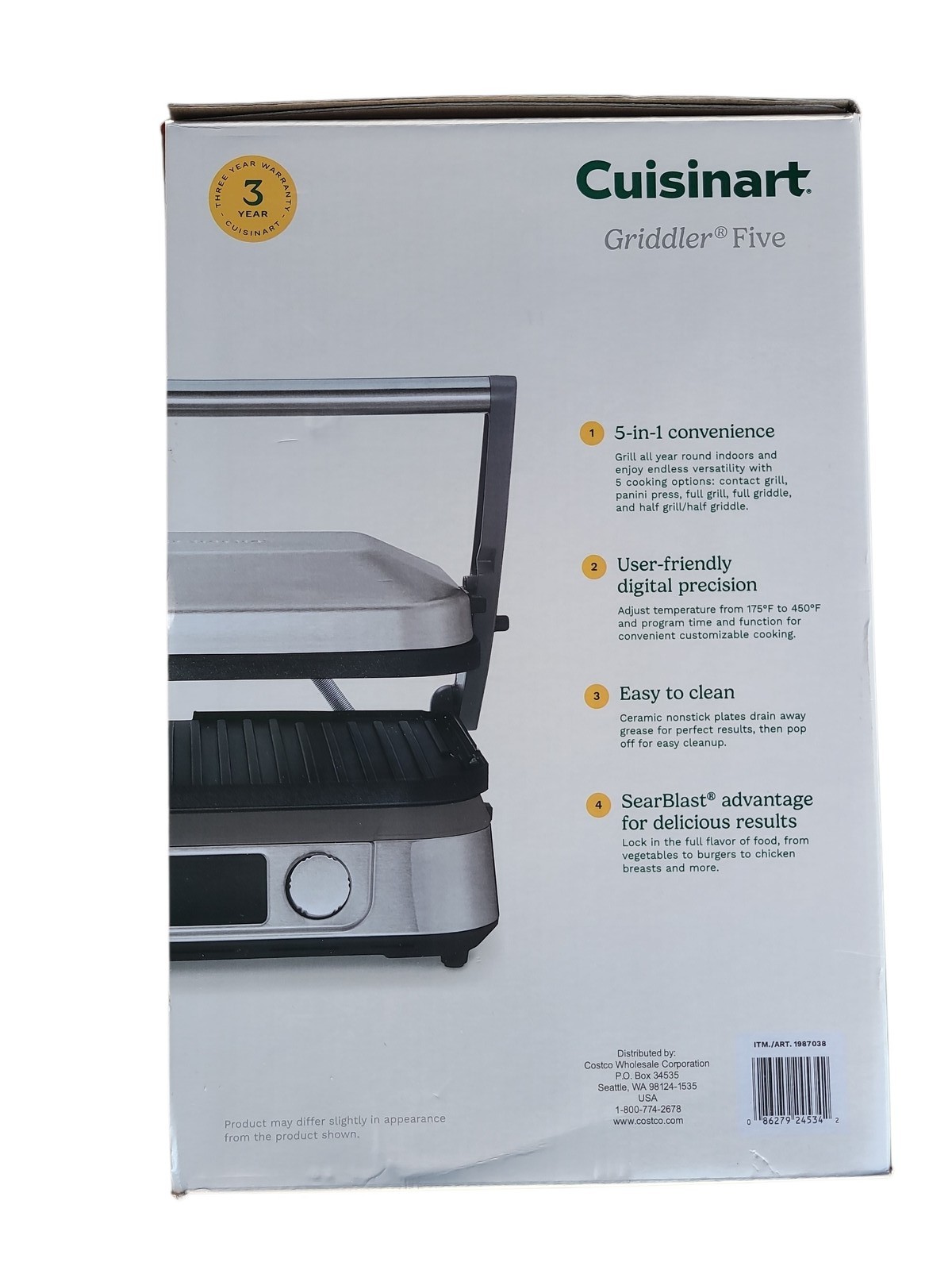 Cuisinart Griddler Five 5 in 1 Digital Grill Griddle Panini Press Stainless