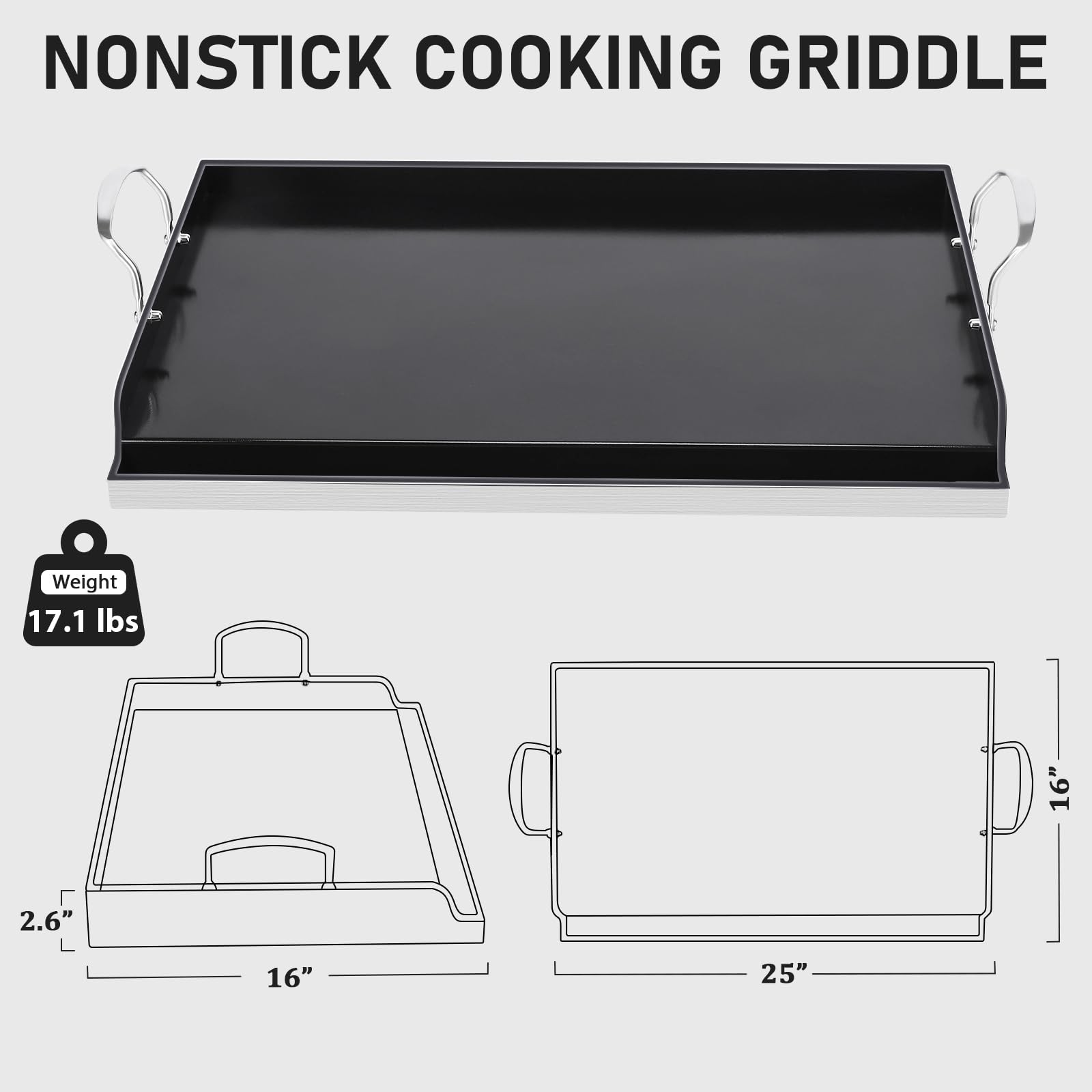 Utheer Griddle 25×16 Inch Stainless Steel