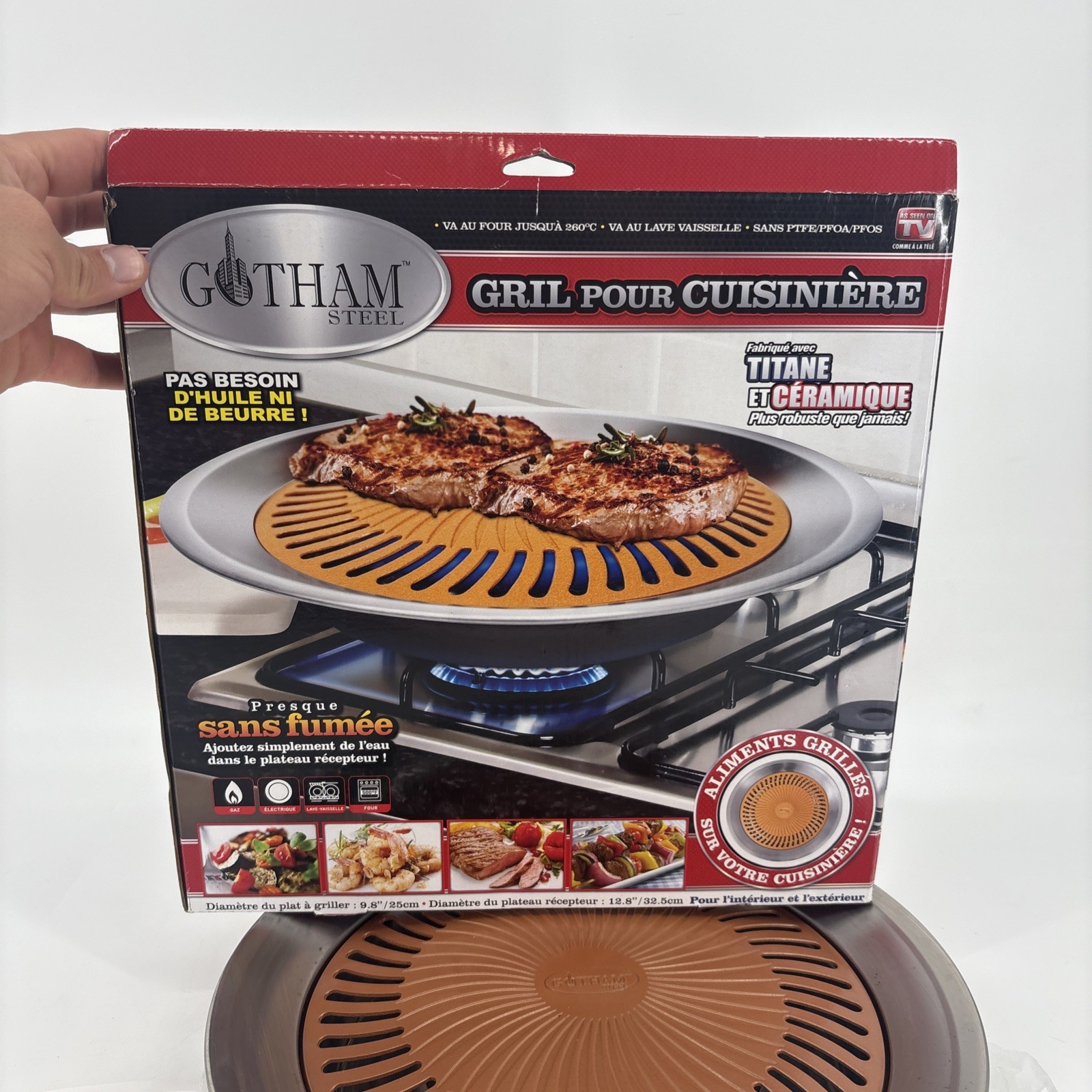 Gotham Steel Stovetop Grill Titanim & Ceramic Nonstick Virtually Smokeless New