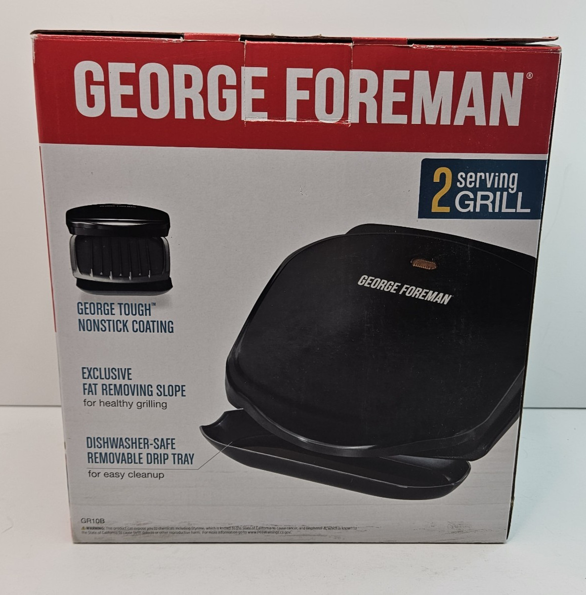 George Foreman 2-Serving Electric Grill Nonstick Compact Size