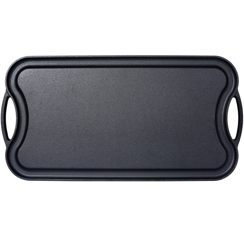 Grilling Griddle Double Sided Cooking Plate Rectangular BBQ 20×10″ Cast Iron