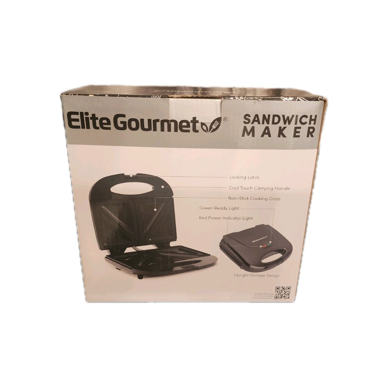 Elite Gourmet Sandwich Maker Panini Machine ESM2207 Non-Stick, Black New In Box!