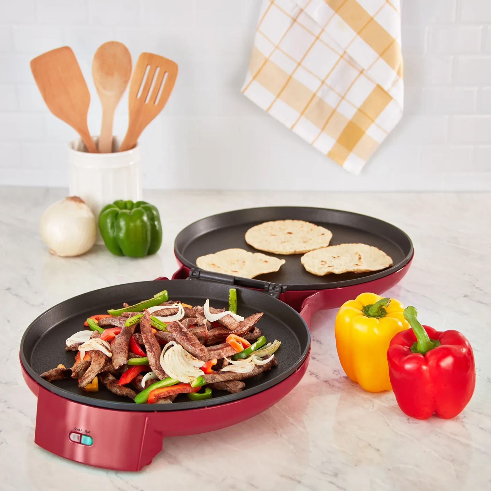 Dash 12″ Pizza Maker and 180 Griddle Dual Cooking Surfaces, Nonstick 450°F Heat