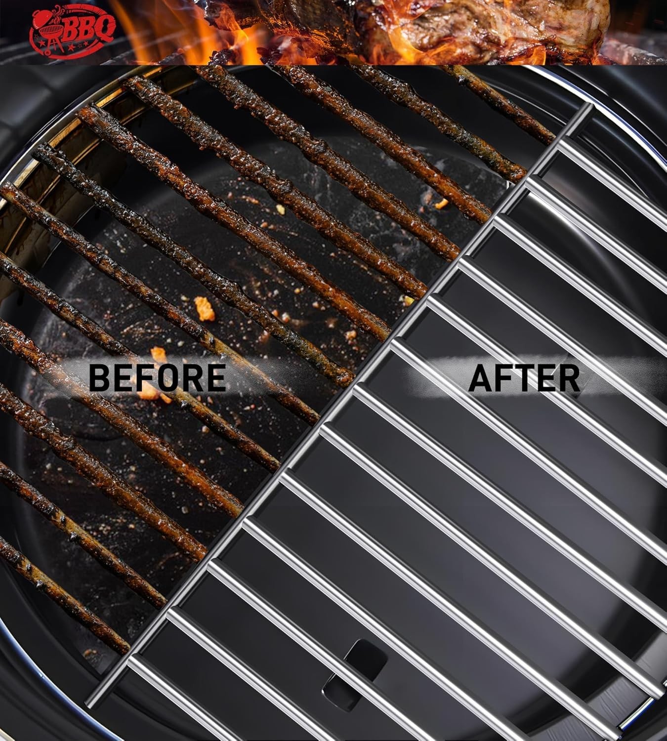 TNTOR Grill Brush with Scraper, 18″ Adjustable 35 x 15 x 10 cm, Silver Black