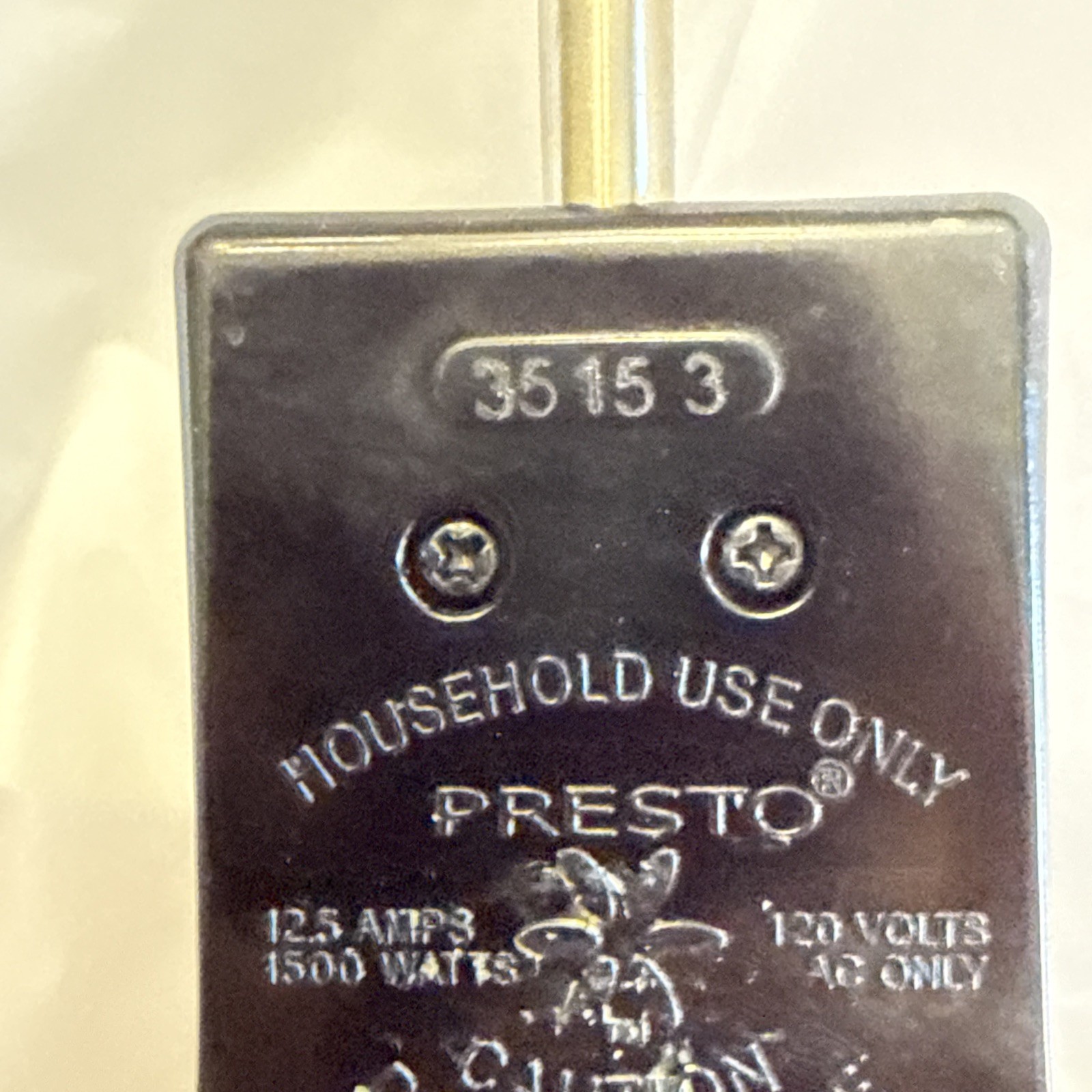Presto Cool Touch Electric Griddle #07030 Master Control Plug #3515-3 PLUG ONLY