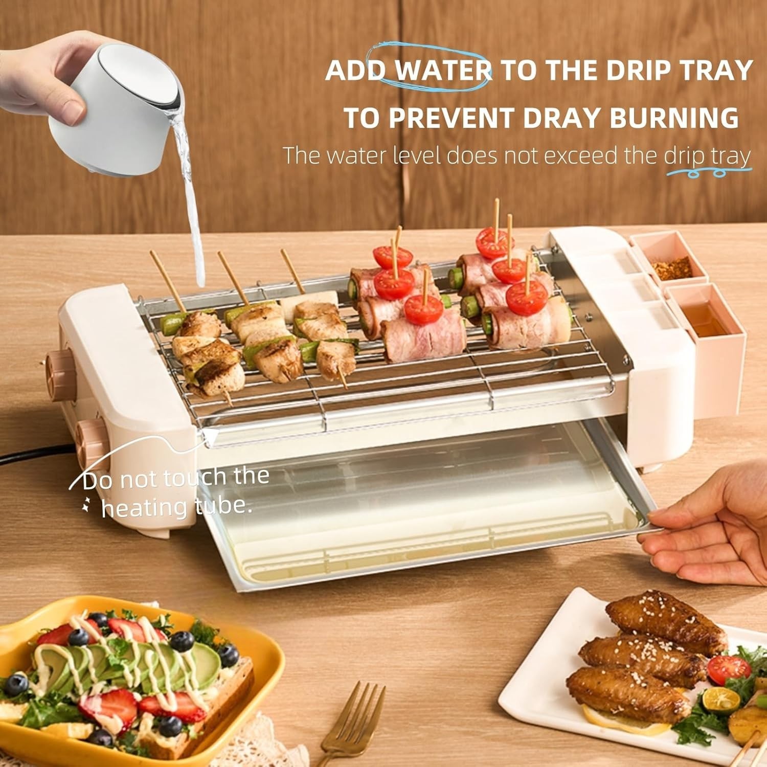 NEW 3-in-1 Electric Hot Dog Roller Grill 6 Rollers Nonstick BBQ Griddle Cooker