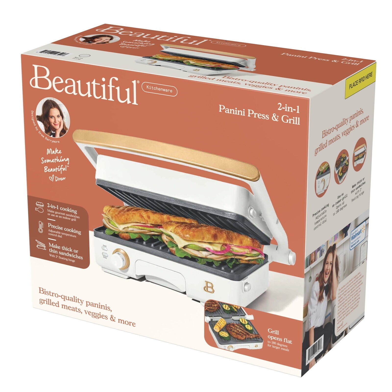2-in-1 Panini Press & Grill Dishwasher Safe Parts Removable Cooking Kitchen Home
