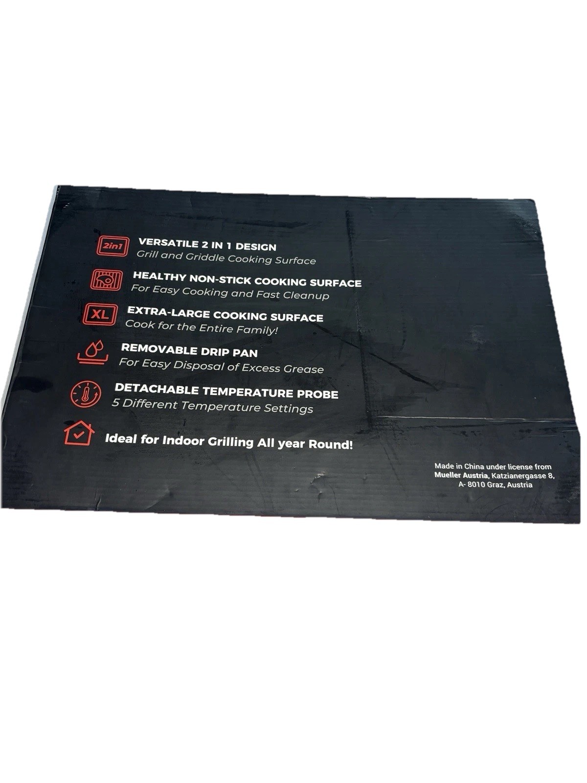 Mueller Austria 2-in-1 Indoor Grill & Griddle Black Nonstick Temperature Control