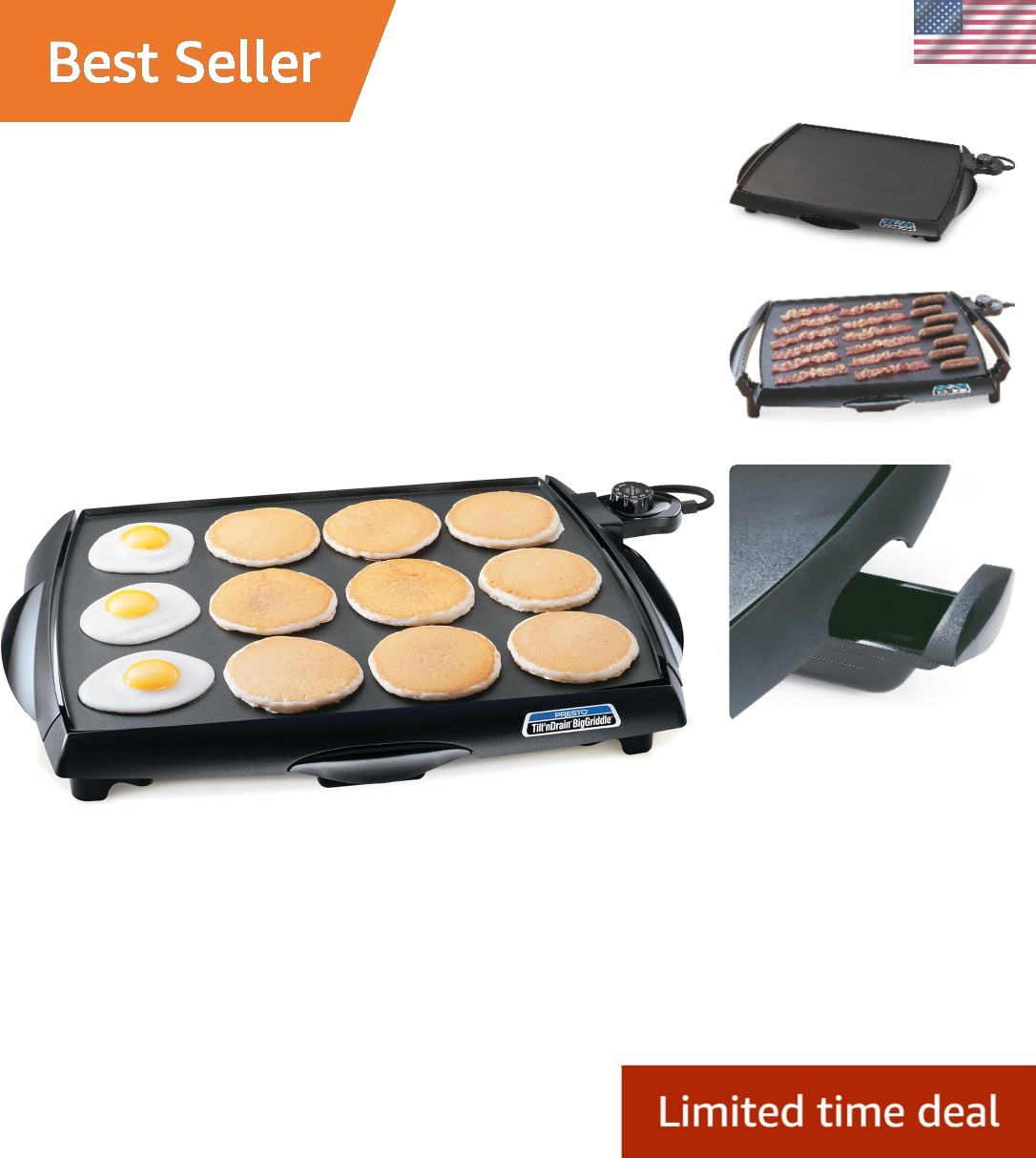 Safe & Efficient Cool-Touch Griddle – Perfect for Breakfast, Lunch, Dinner