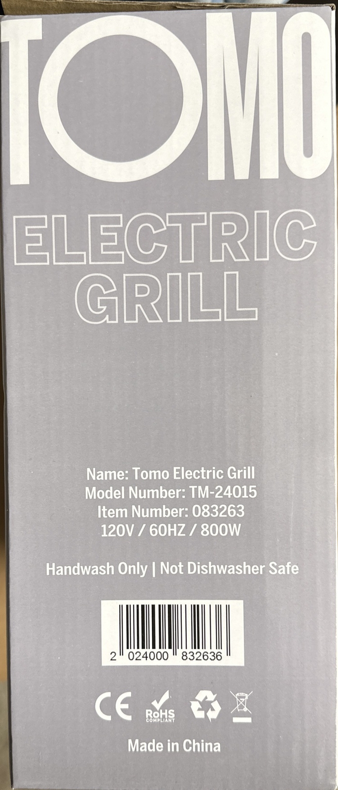 Electric Grill TOMO Convenient Compact Grilling Smoke Free Nonstick Easy Clean