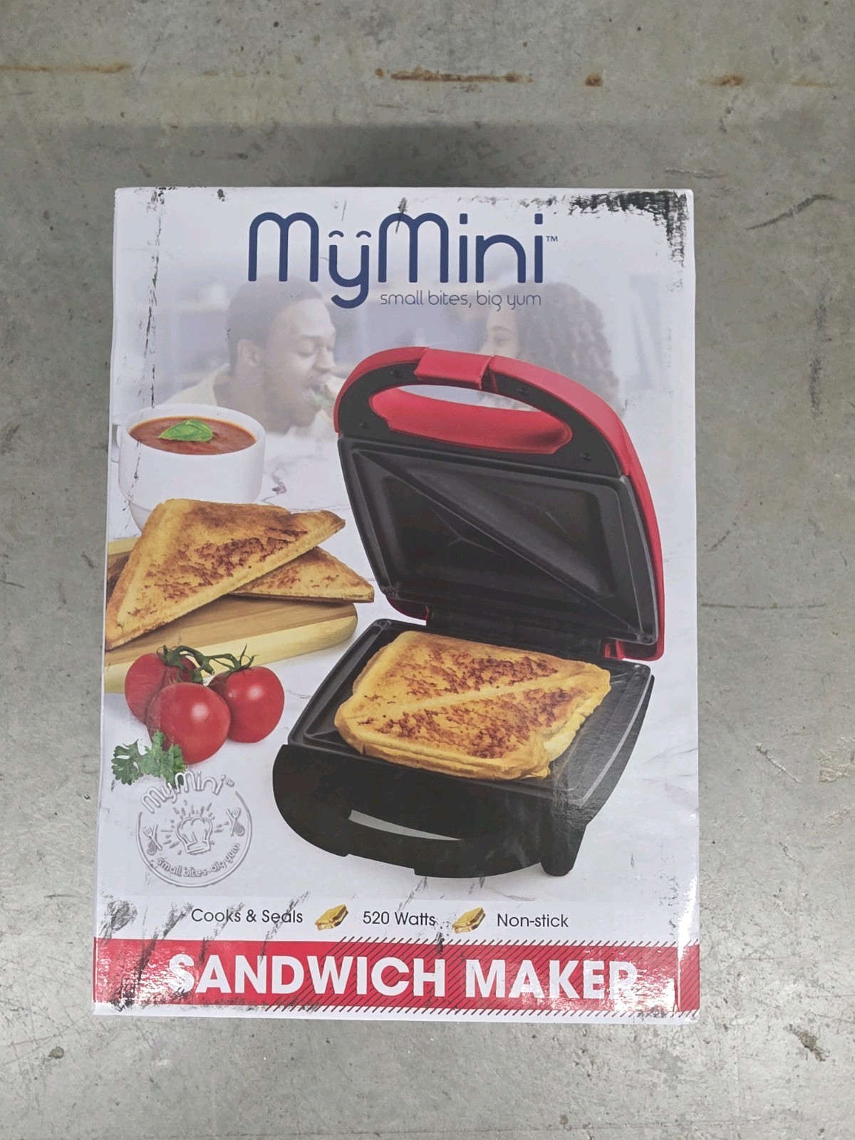 MyMini Sandwich Maker Red Compact Nonstick Grill Toaster Press Small Bites