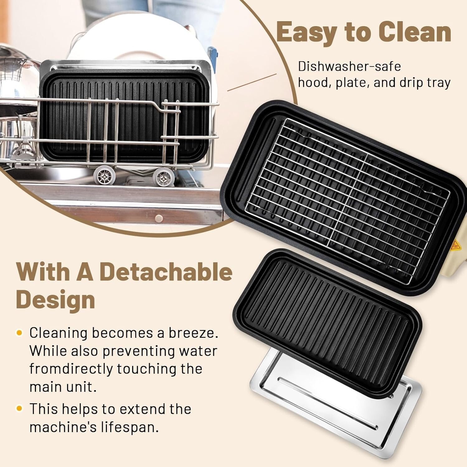 Electric Indoor Grill,2 in 1 Indoor Grill Non-stick 1500W