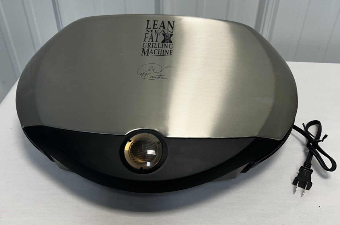 2003 LARGE George Foreman Hot Metals Brushed Stainless Steel Indoor Grill GR31SB