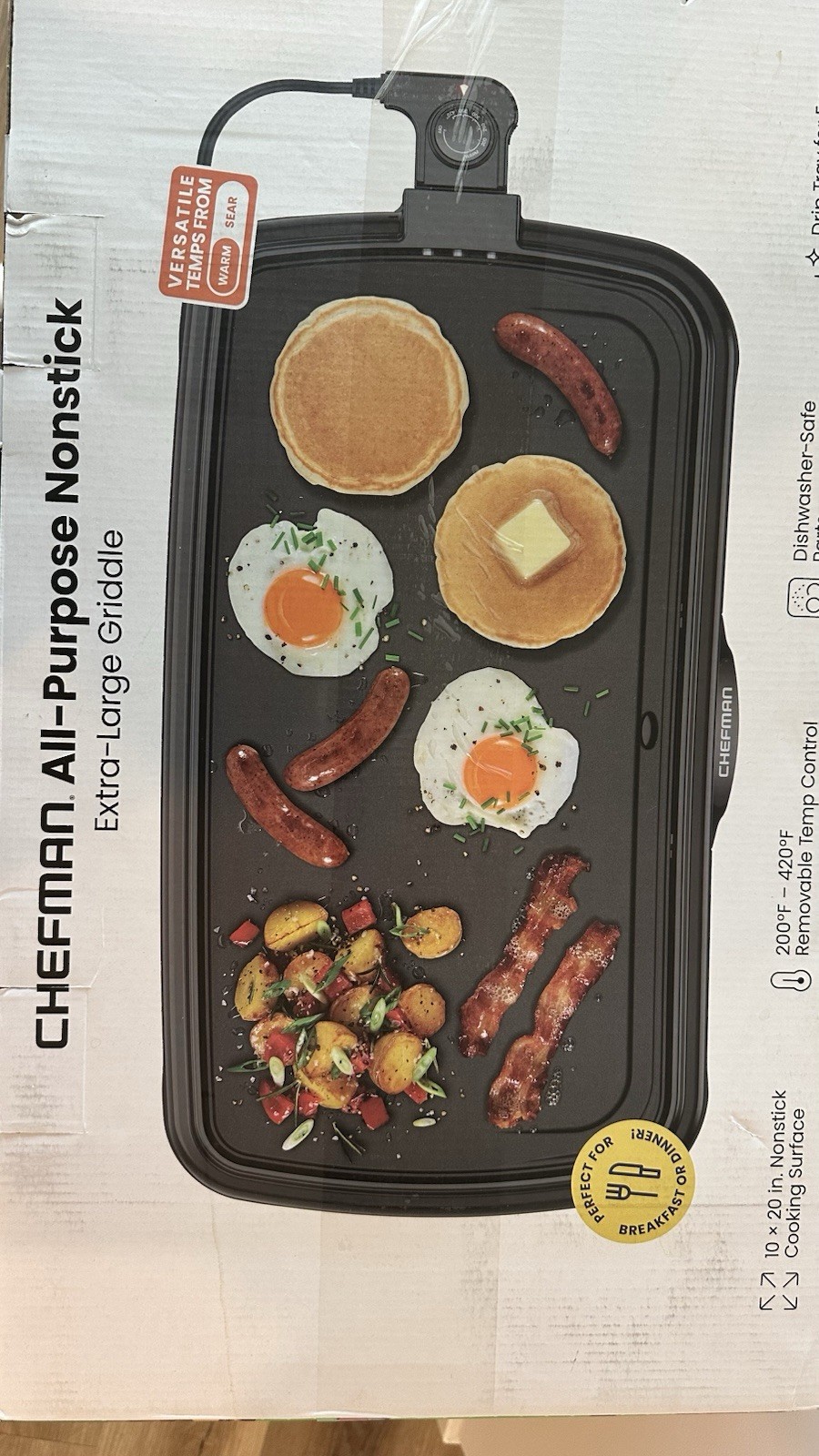 Chefman XL Electric Griddle with Removable Temperature Control