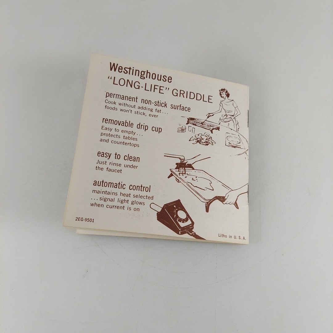 Westinghouse Non-Stick Griddle Model HG 10 User Manual & Recipe Booklet