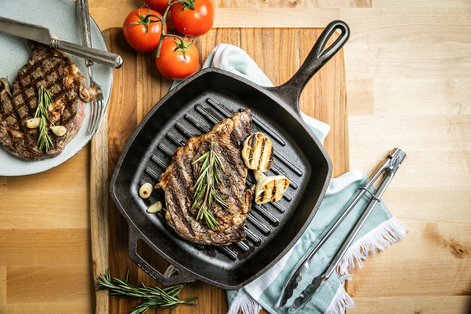 Lodge 10.25 Inch Square Seasoned Cast Iron Grill Pan, Dual Handles, Nonstick