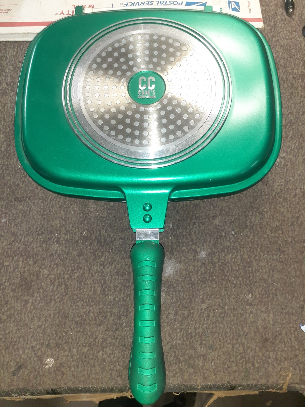 Cook’s Companion 2 in 1 Frying Grill Pan Green Magnetic Handle 12″x9.5