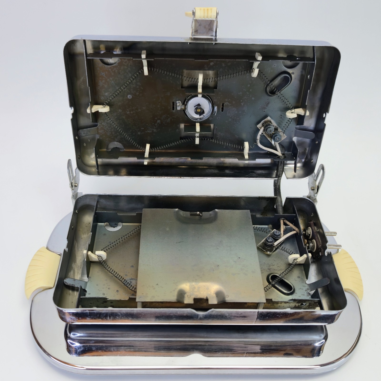 Vintage 1950s Chrome Electric Panini Grill 600W Mid Century Ivory Handles WORKS!