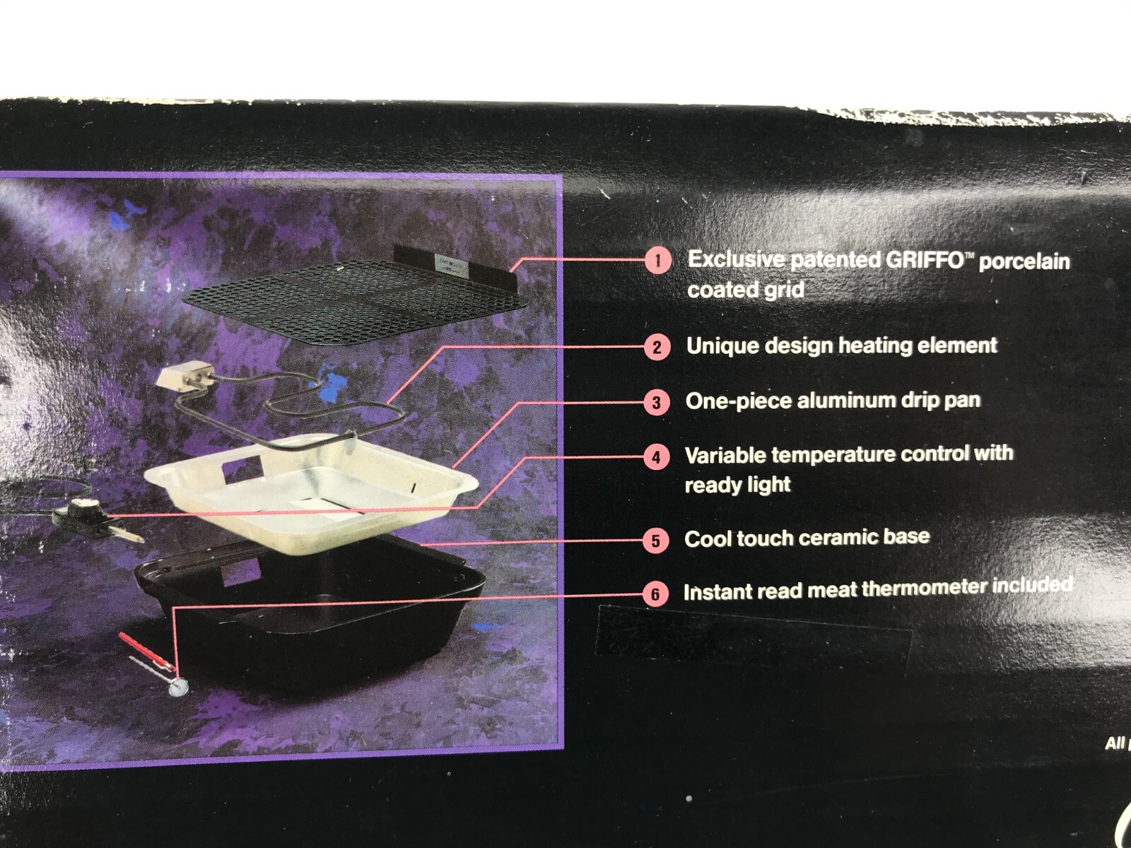 Vintage 1990’s Oster Designer Electric Indoor Grill w/ Black Ceramic Base #4773