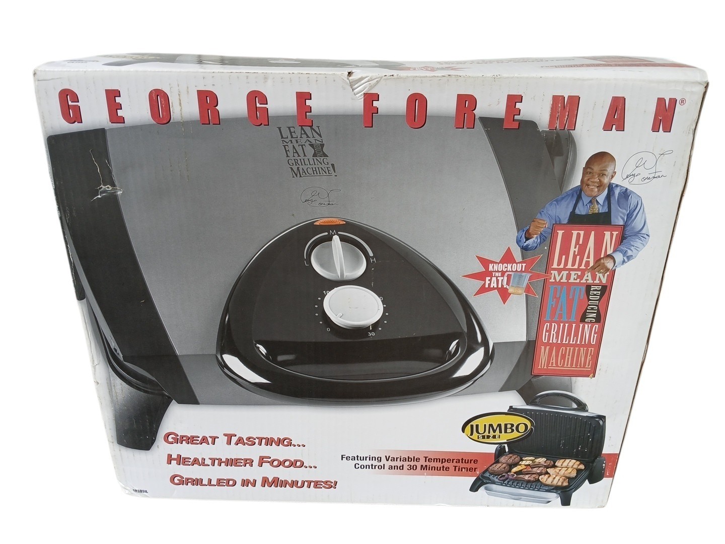 George Foreman “Jumbo Size” Lean Mean Grilling Machine Model Gr38SIL Salton