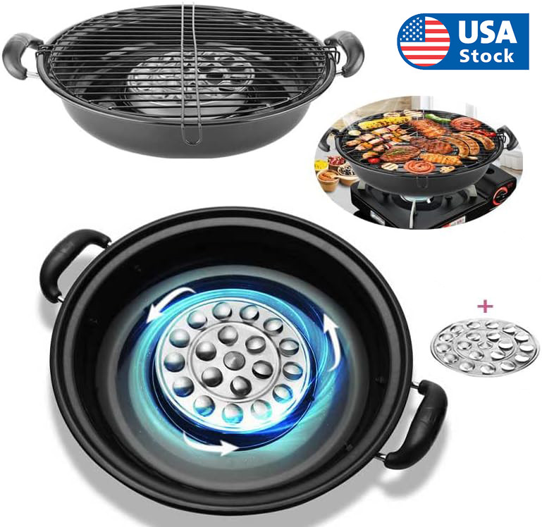 Grill Pan with Revolving BBQ Plate disc Asador Griddle Pan for Gas Stove Top