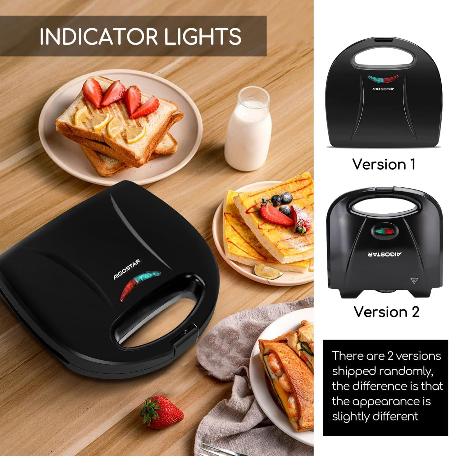 Compact Sandwich Maker with Non-Stick Deep Grid for Eggs and Meats