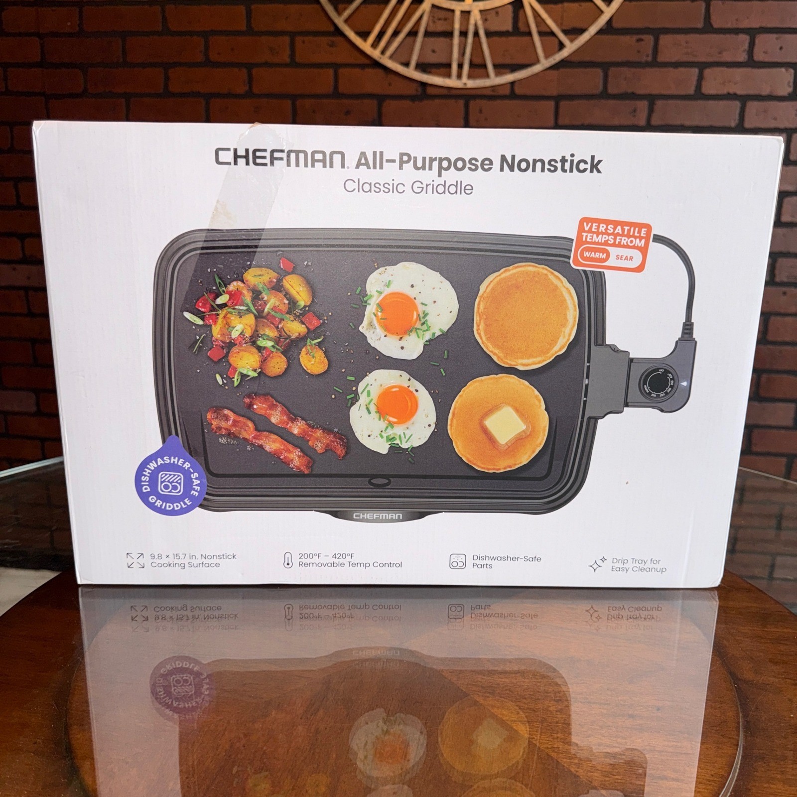 Chefman All-Purpose Nonstick Classic Griddle RJ23-SM-V3 Black Electric 1200W