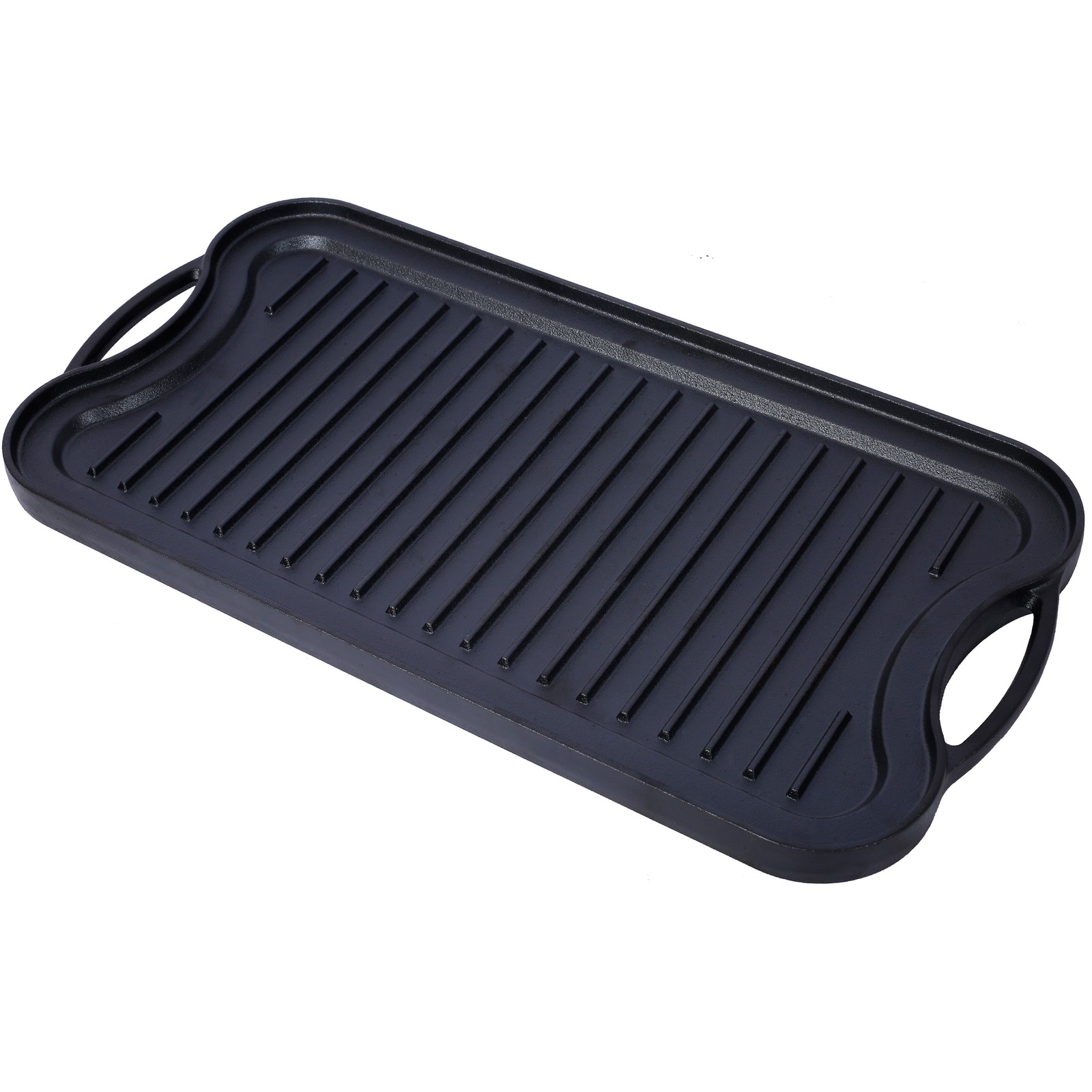 Pre-Seasoned Cast Iron Reversible Grill Griddle Black Rectangular Dual Sided
