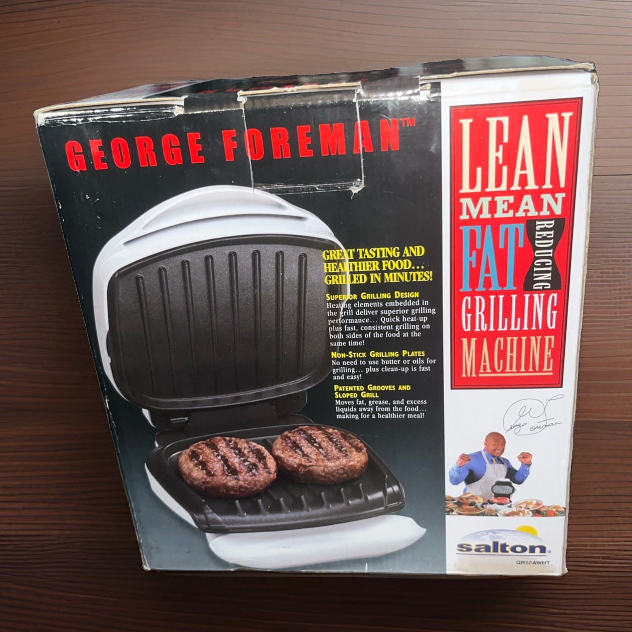 New VTG George Foreman GR10AWHT Lean Mean Non-Stick Grilling Machine Pan