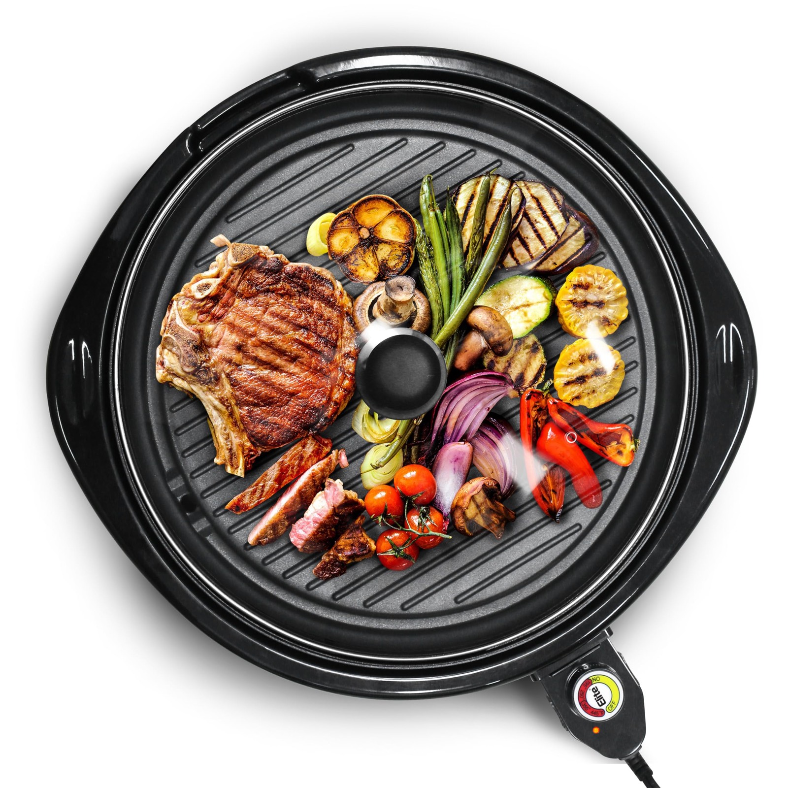 Elite Gourmet EMG-980BX Large Indoor Electric Round Nonstick Grill Cool Touch