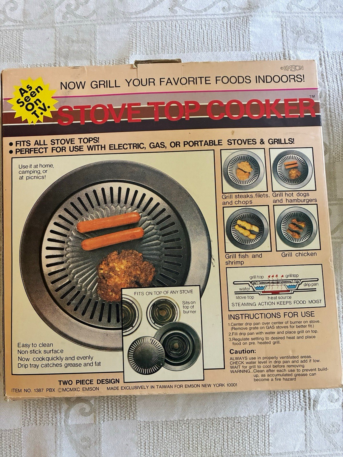 Emson Stove Top Cooker Round Stovetop Grill Non-Stick Easy Clean Drip Tray