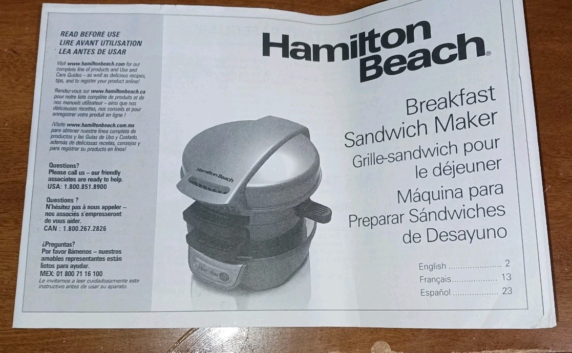 Hamilton Beach 25475 Breakfast Sandwich Maker Black Recertified