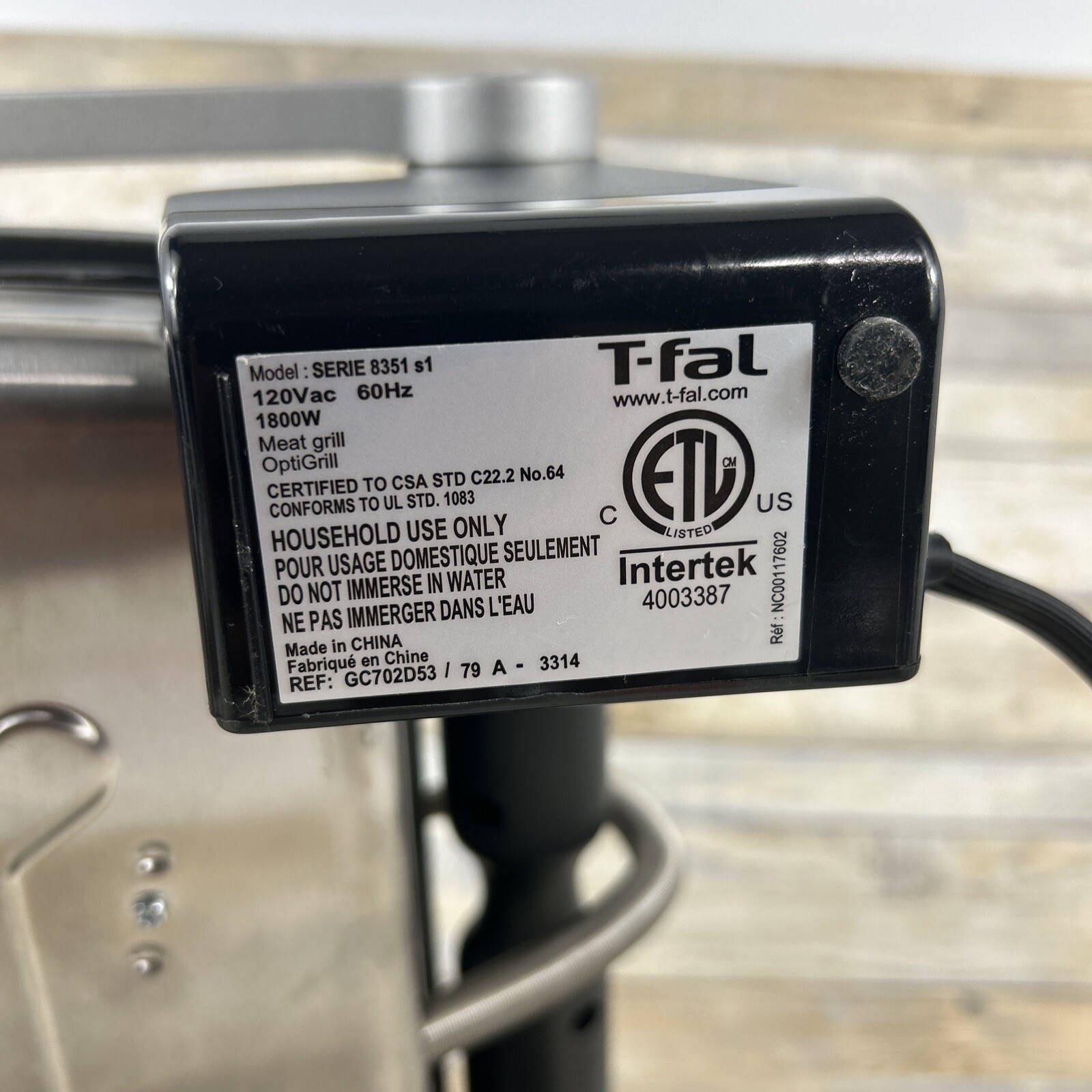 T-Fal OptiGrill SERIES 8351s1 Meat Grill Automatic Sensor Indoor Sandwich Maker